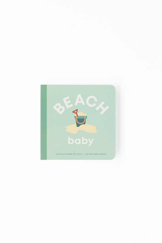 beach baby book, baby beach book, toddler beach book, sports book for toddlers, sports book for babies, baby board book soccer, modern baby books, cute board books, baby shower gift, nursery decor, baby surf book
