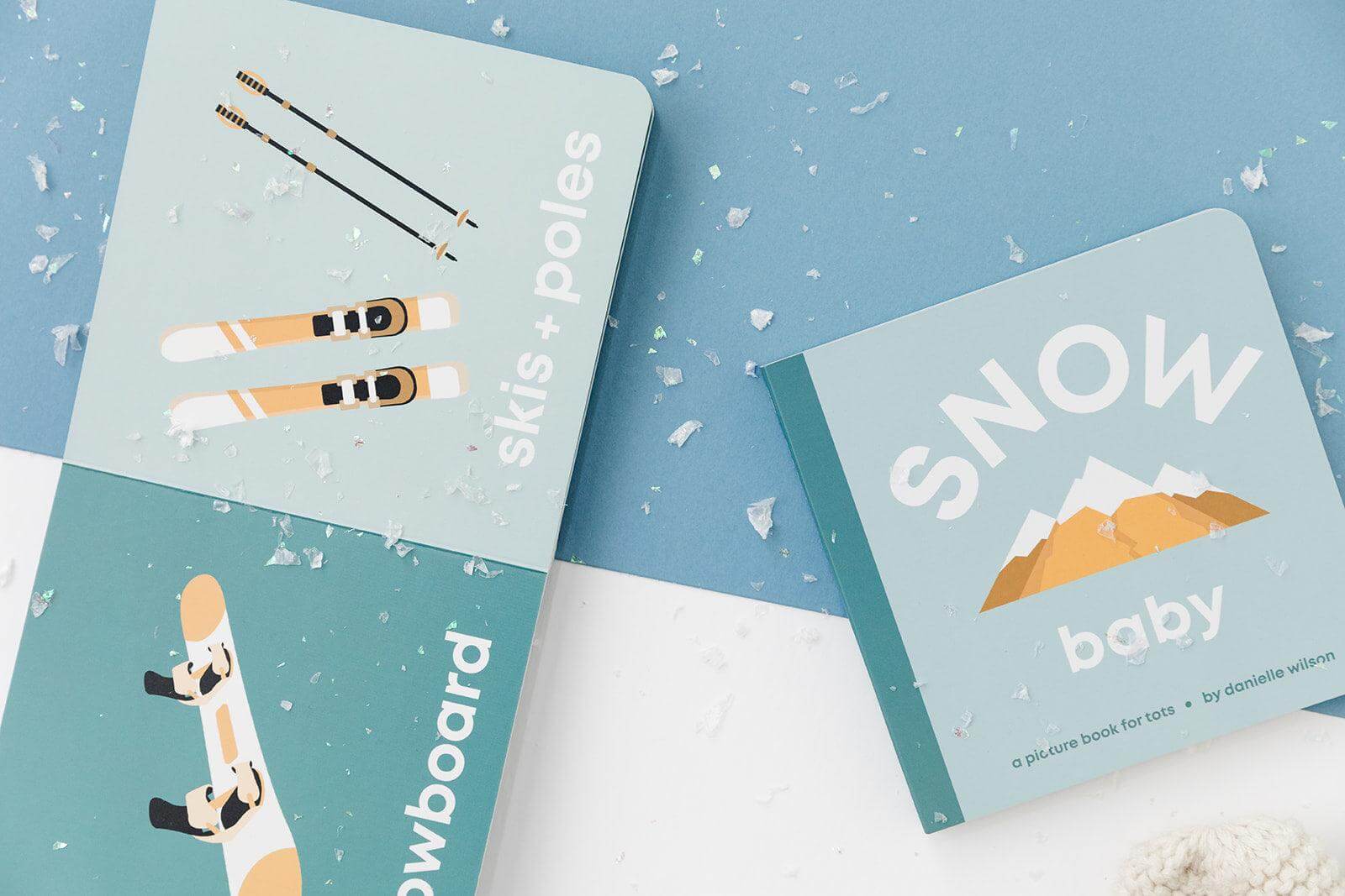 snowboarding baby book, baby snow book, winter sports baby book, baby ski book, toddler snowboard book, sports book for toddlers, sports book for babies, baby board book skiing, modern baby books, cute board books, baby shower gift, nursery decor, baby mountain book  Edit alt text
